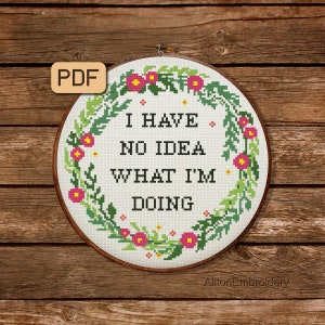 Funny Cross Stitch Pattern, I Have No Idea Crossstitch PDF, Snarky Embroidery, Instant Download