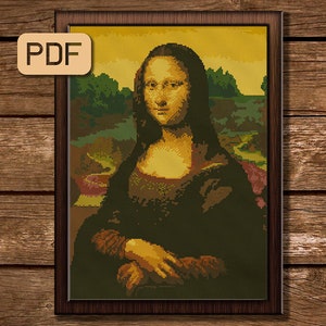 Mona Lisa cross stitch pattern Artwork needlepoint Famous painting cross stitch pdf instant download
