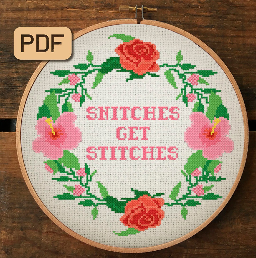 Snitches Get Stitches Cross Stitch Patter Snarky Cross Stitch Etsy