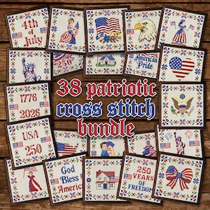 America 250 Cross Stitch Patterns Bundle: Patriotic Xstitch Designs Set (PDF Charts)