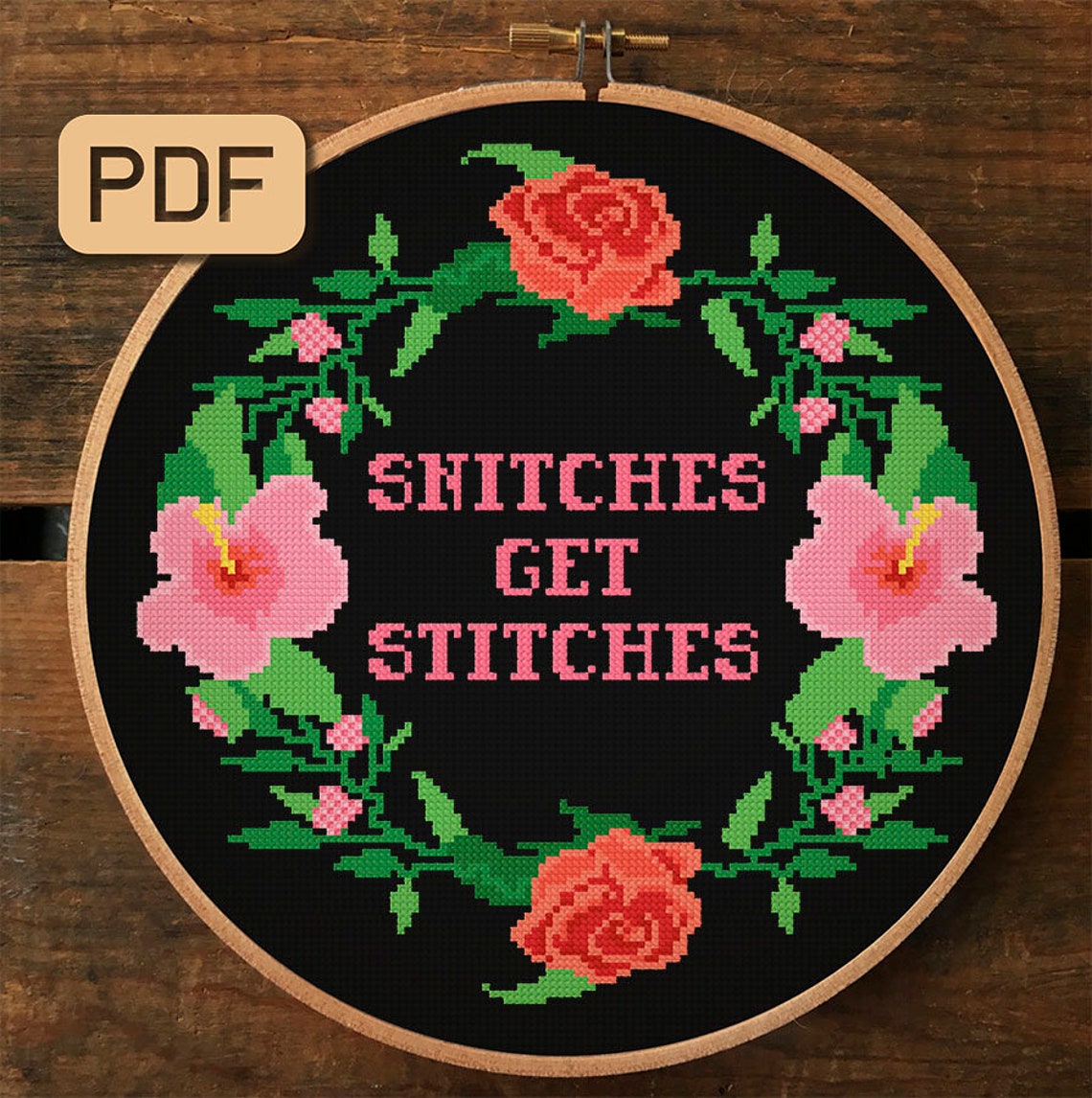 Snitches Get Stitches Cross Stitch Patter Snarky Cross Stitch Etsy