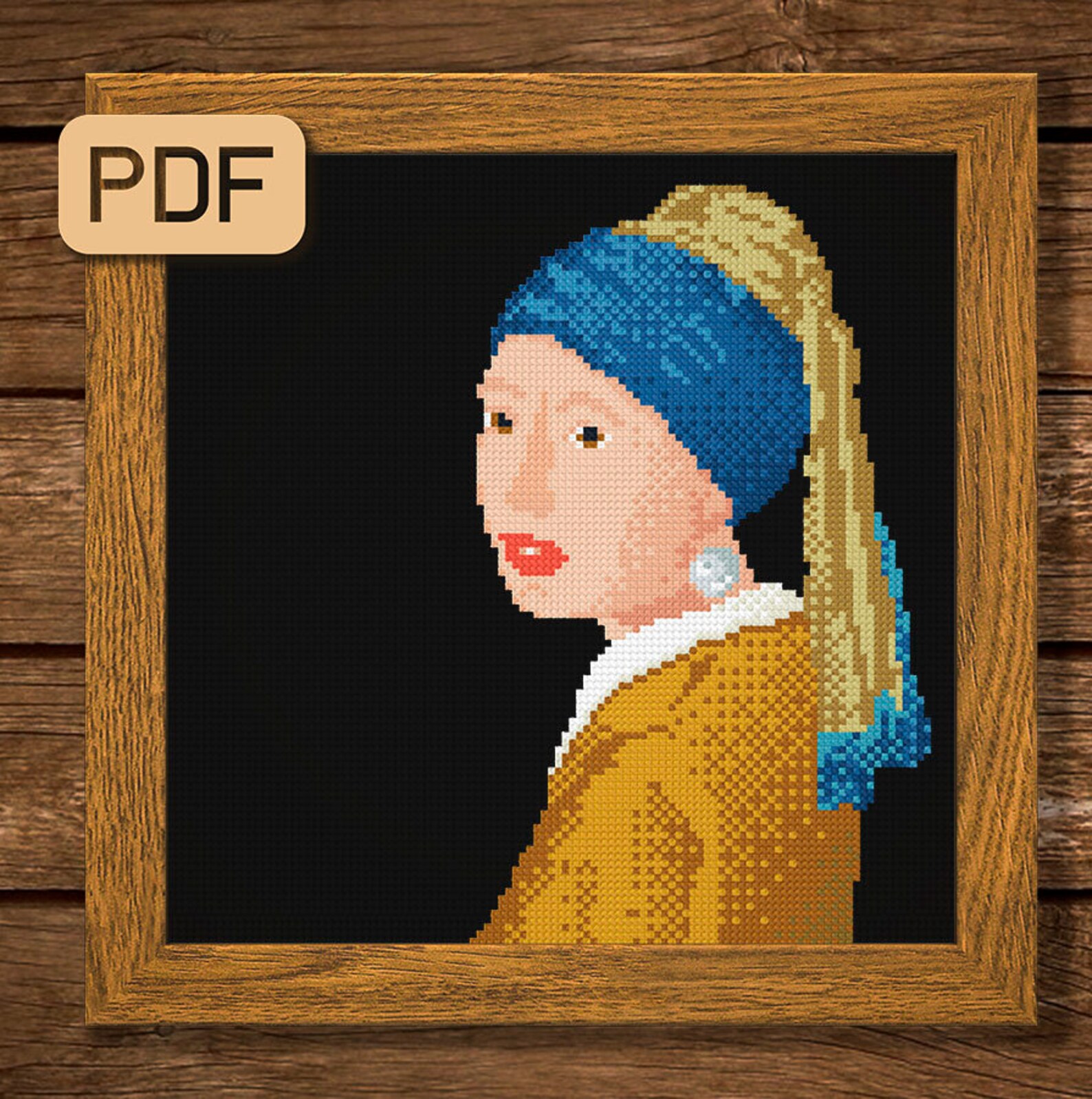 Fine Art Cross Stitch Pattern Girl With Pearl Earring Famous Etsy