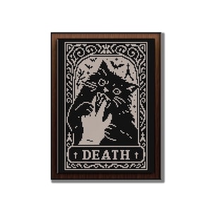 Funny Cat Bite Tarot Cross Stitch Pattern