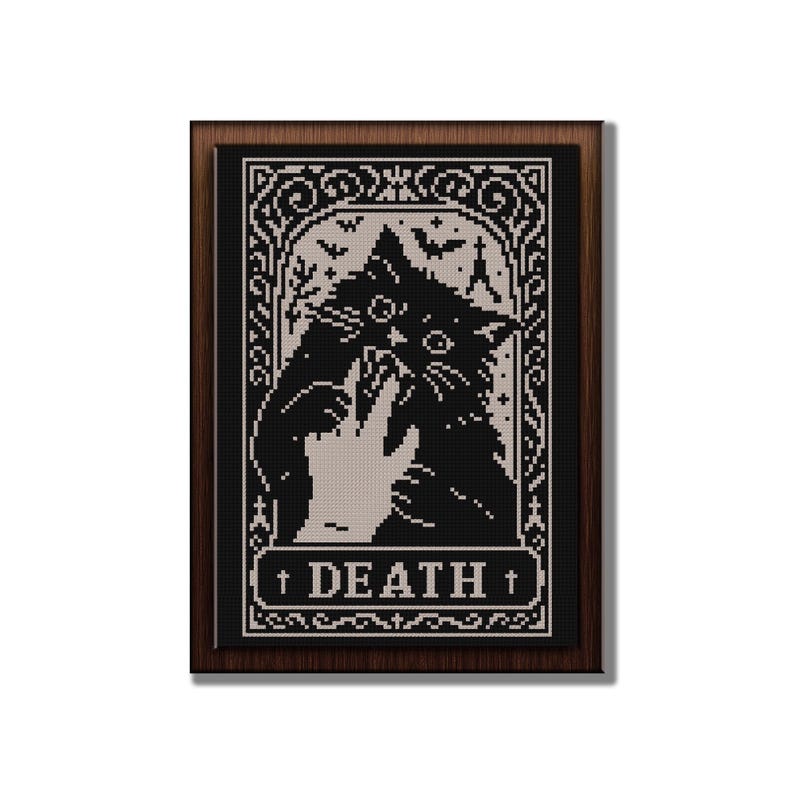 Funny Cat Bite Tarot Cross Stitch Pattern