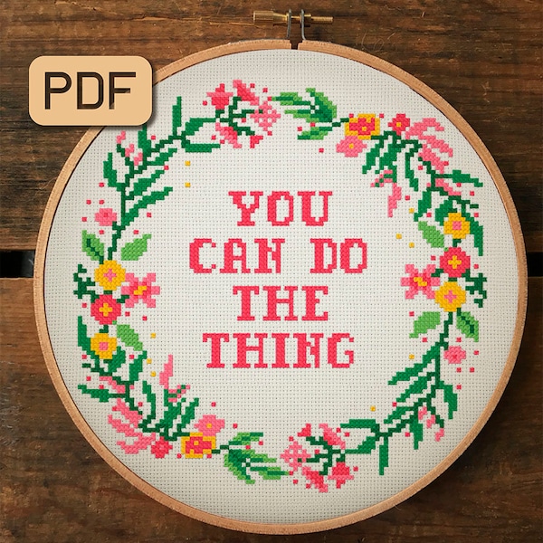 You Can Do The Thing Cross Stitch Pattern, Quote Cross Stitch Pdf, Subversive Needlepoint Design