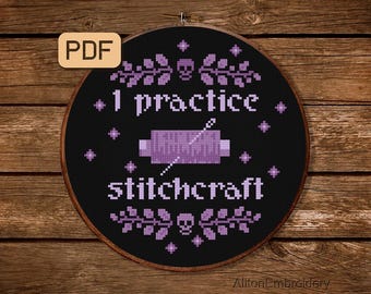 Divertente schema punto croce strega: pratico il ricamo (download PDF)