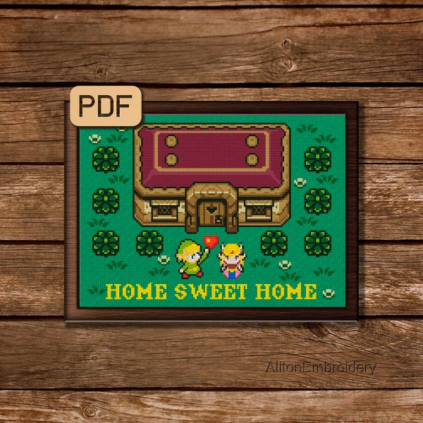 Home Sweet Home Cross Stitch Pattern, Funny Crossstitch PDF, Geek Embroidery Design, Instant Download