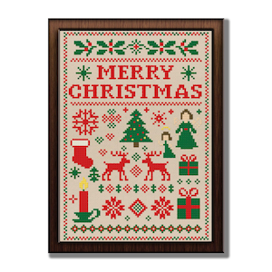 Wzór haftu krzyżykowego na Boże Narodzenie: Wzór haftu świątecznego (schemat PDF)