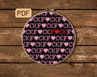 F*ck Cross Stitch Pattern, Funny Crossstitch PDF, Snarky Embroidery Design, Instant Download