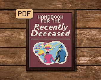 Handbook for the Recently Deceased Cross Stitch Pattern, Gothic Crossstitch PDF, Spooky Embroidery Design