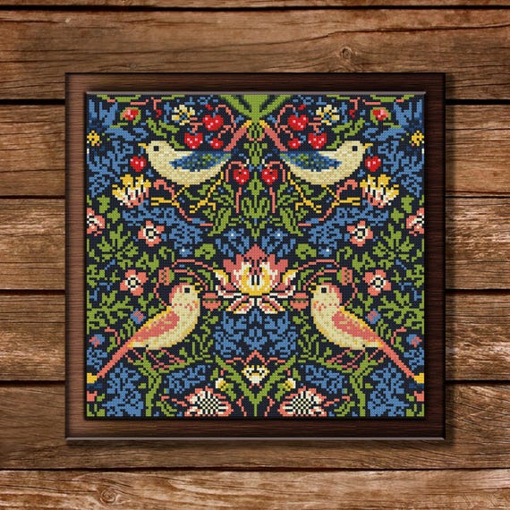 正規販売店品 ウィリアム・モリス 刺繍図案 クロスステッチ いちご泥棒 苺