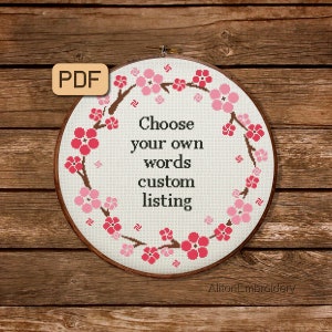 Custom Text Cross Stitch Pattern, Personalized Words Crossstitch PDF, Customized Quote Embroidery Design