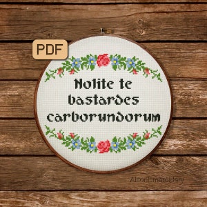 Nolite te Bastardes Carborundorum Cross Stitch Pattern: Handmaid's Tale Embroidery (PDF Pattern)