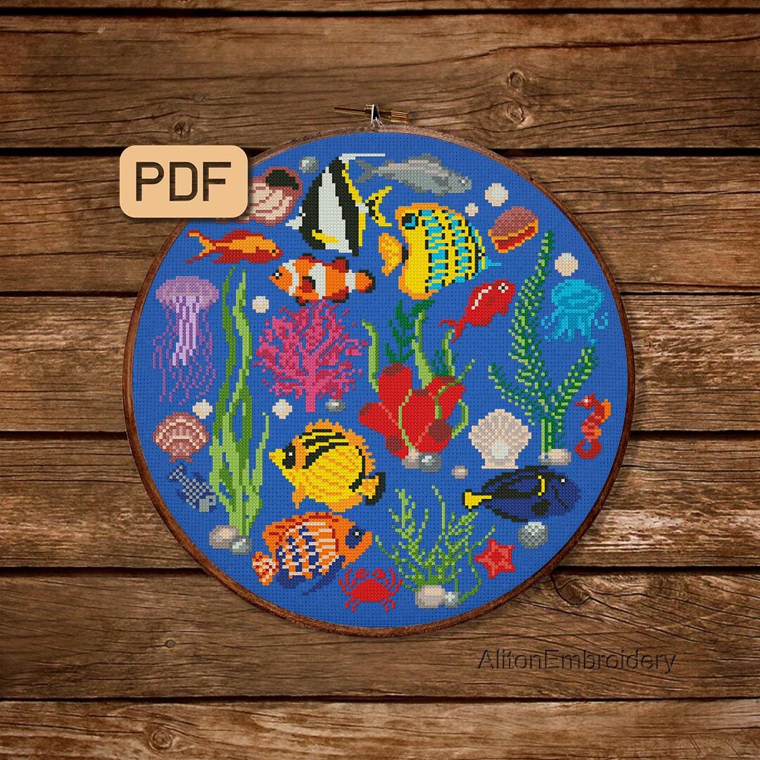 Under the Sea Cross Stitch Pattern: Underwater Animals Needlepoint (PDF ...