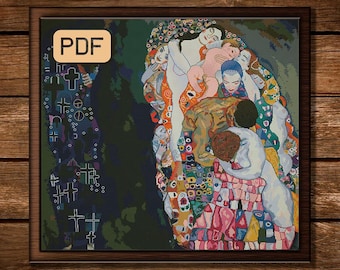 Klimt cross stitch pattern Death and life Famous painting needlepoint pdf