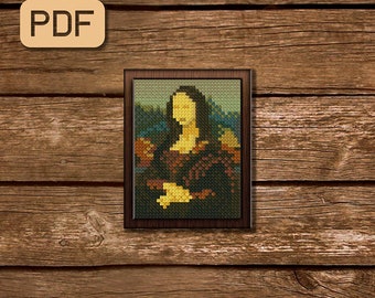 Mona Lisa Cross Stitch Pattern: Leonardo da Vinci Needlepoint (PDF Download)