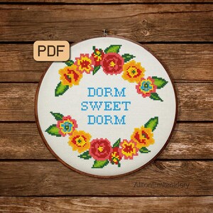 Cross Stitch Pattern PDF Sweet Dorm Funny Cross Stitch Chart Instant Download