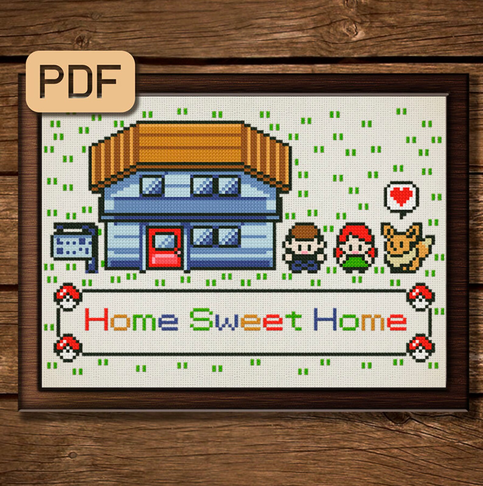 Pokemon Home Sweet Home Cross Stitch Pattern Eevee Cross | Etsy