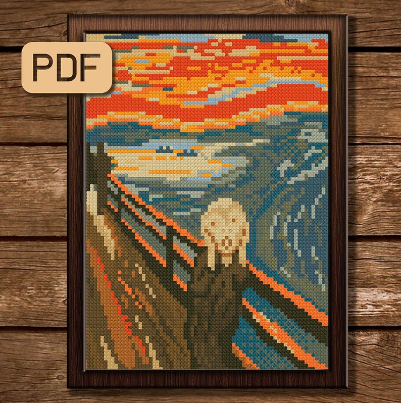 Scream Cross Stitch Pattern Famous Painting Cross Stitch Pdf Etsy