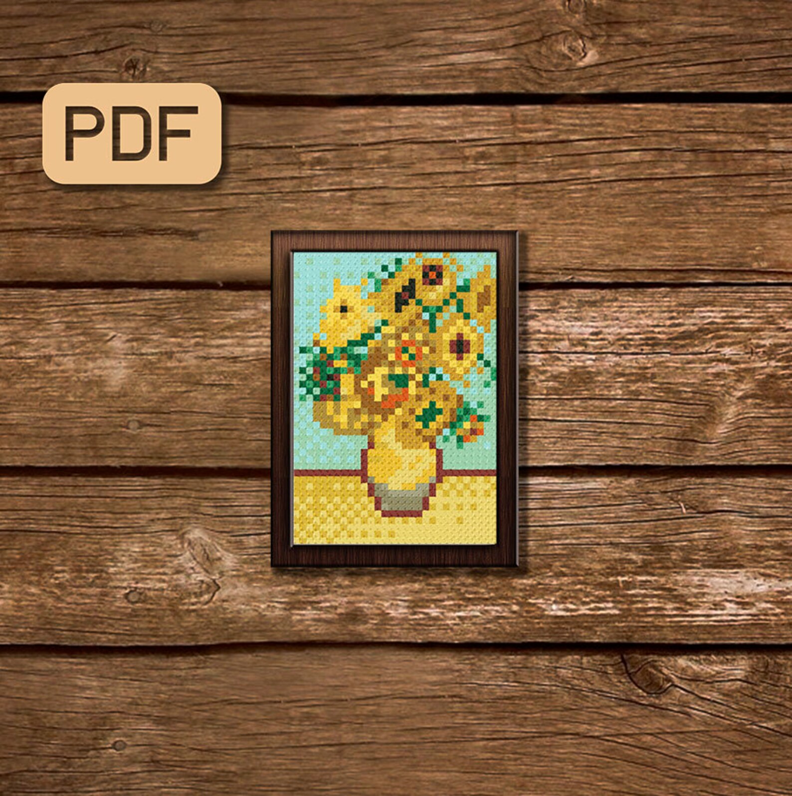 Van Gogh Sunflowers Cross Stitch Pattern Mini Art Cross Stitch Etsy