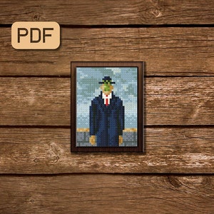 The Son of Man cross stitch pattern Mini art cross stitch famous painting Artwork needlepoint Small cross stitch pdf Instant download