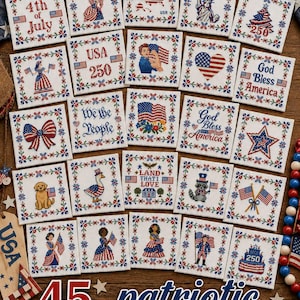 America 250 Cross Stitch Patterns Bundle: Patriotic Xstitch Designs Set (PDF Charts)