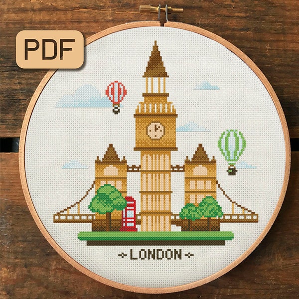 London cross stitch pattern United kKingdom needlepoint England cross stitch pdf Instant download
