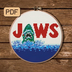 Jaws Cross Stitch Pattern Horror Cross Stitch PDF Shark