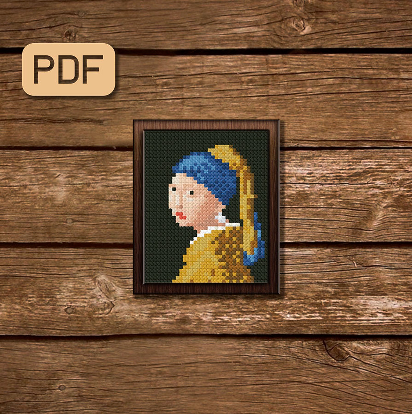 Girl With Pearl Earring Cross Stitch Pattern Mini Art Cross Etsy