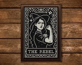 Witch Tarot Cross Stitch Pattern: The Rebel Gothic Feminist Needlepoint Chart (PDF Design)