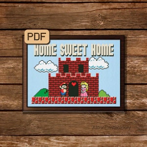 Home Sweet Home Cross Stitch Pattern, Funny Crossstitch PDF, Geek Embroidery Design, Instant Download