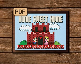 Home Sweet Home Cross Stitch Pattern, Funny Crossstitch PDF, Geek Embroidery Design, Instant Download