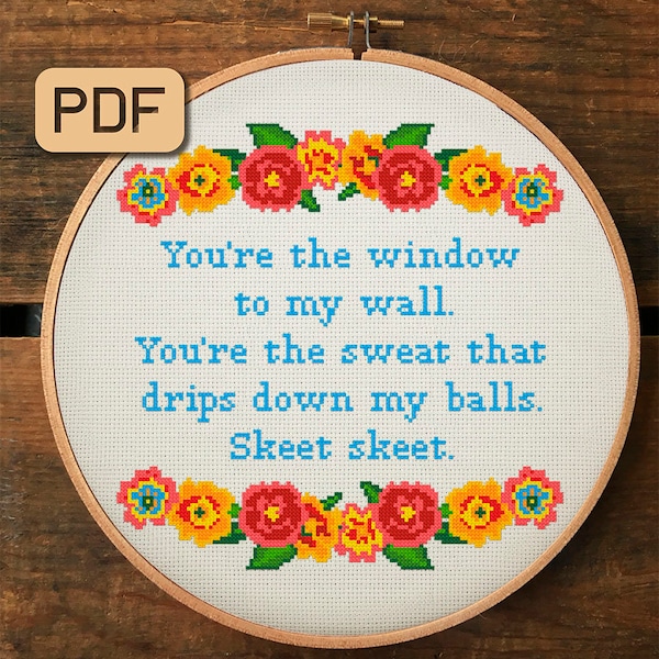 Modern cross stitch pattern You're the window to my wall skeet skeet Funny cross stitch pdf Instant download