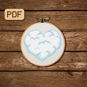 DIY Counted Cross Stitch Love Cloud Small Pattern - PDF