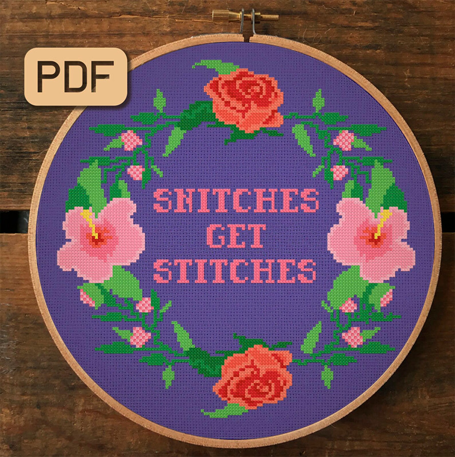Snitches Get Stitches Cross Stitch Patter Snarky Cross Stitch Etsy