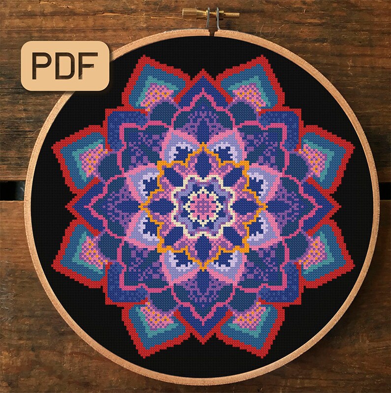 Mandala Cross Stitch Pattern Floral Needlepoint Design Pretty - Etsy