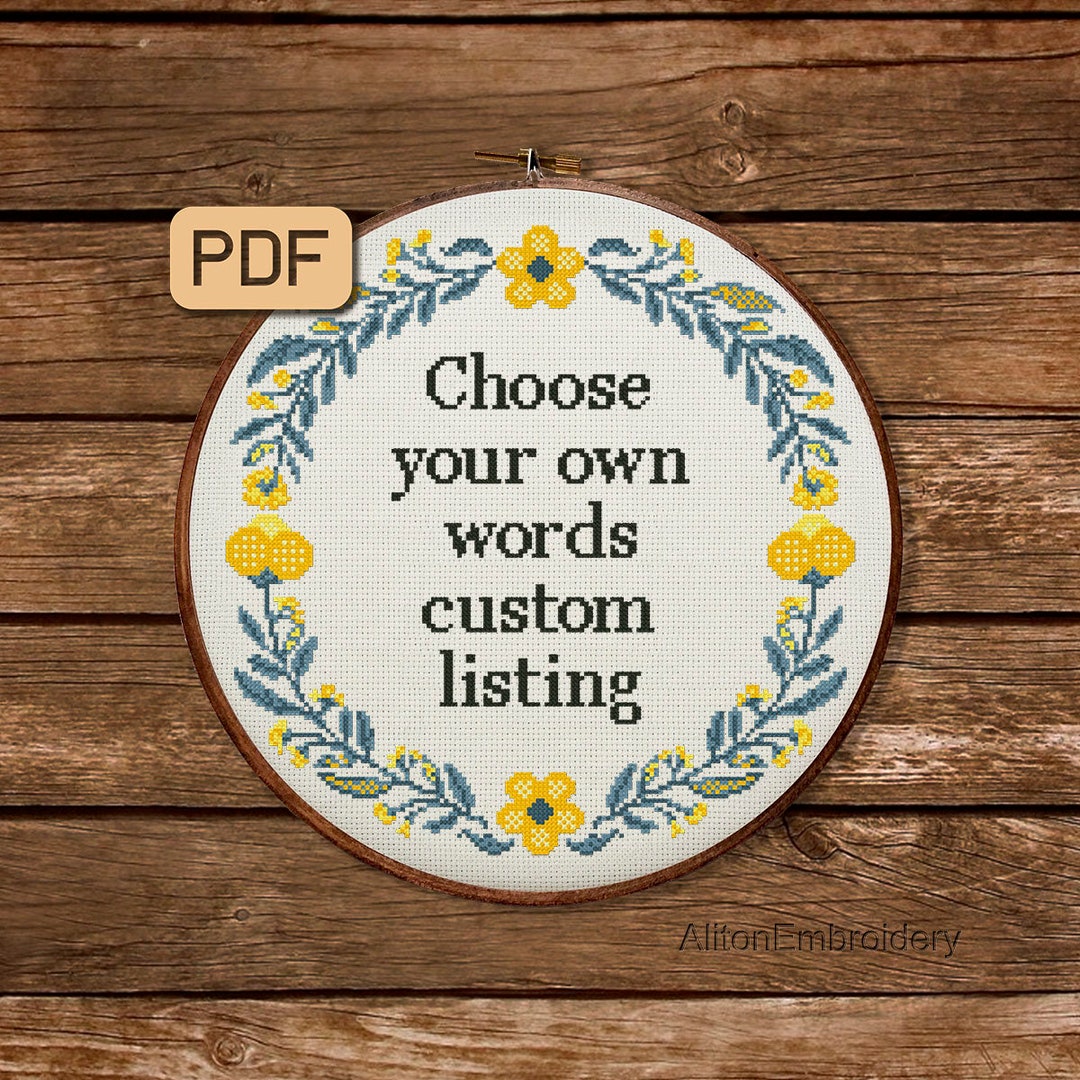 Custom Text Cross Stitch Pattern, Personalized Quote Crossstitch PDF ...
