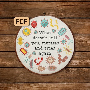 Grappig kruissteekpatroon Snarky Xstitch PDF-virus kruissteekkaart direct downloaden