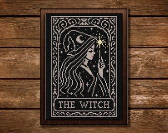 Witch Tarot Cross Stitch Pattern: Gothic Needlepoint (PDF Pattern)