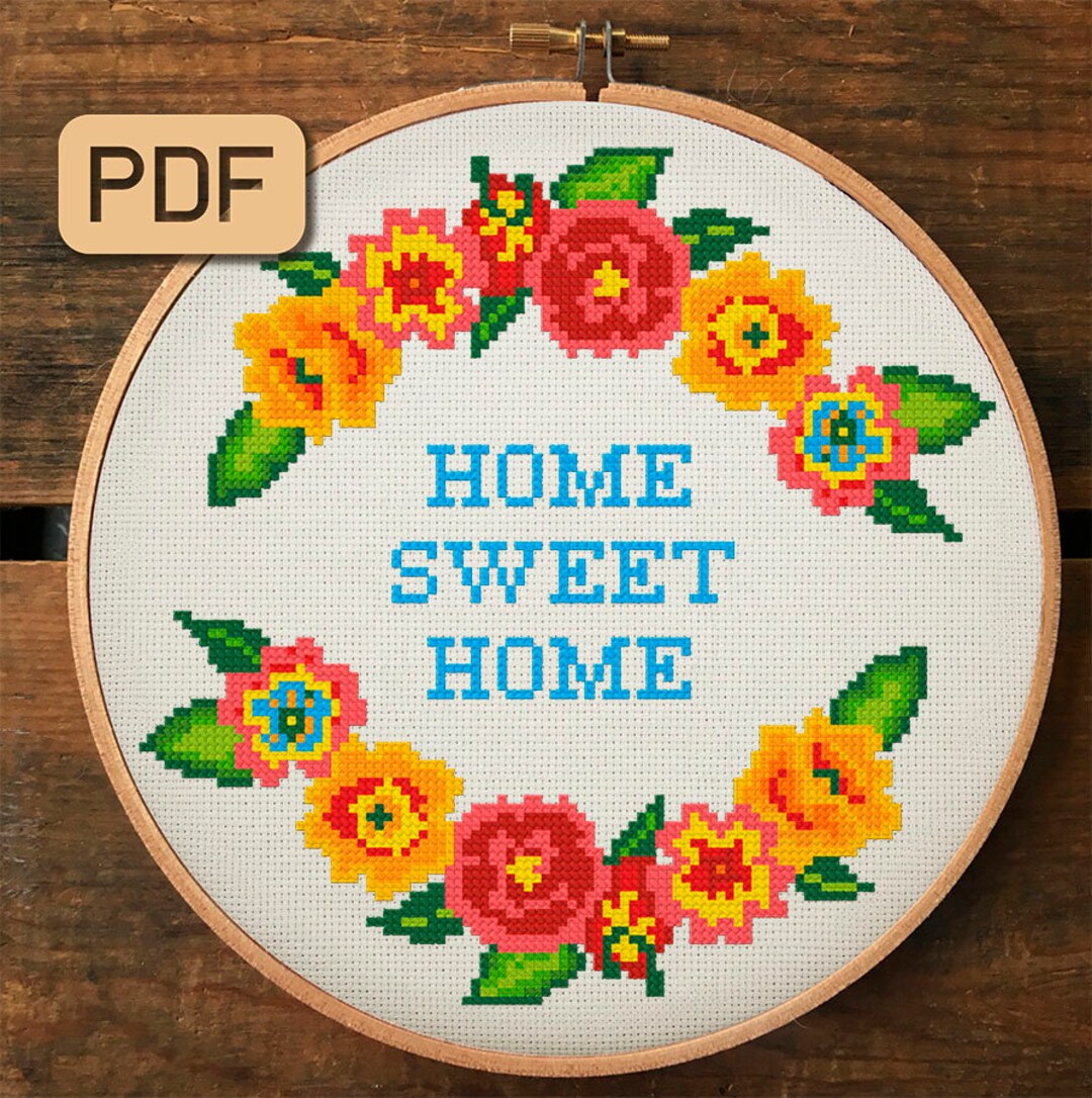 Home Sweet Home Cross Stitch Pattern, Housewarming Cross Stitch Pattern