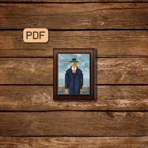 Mini Art Cross Stitch Pattern Tiny Painting Cross Stitch PDF The Son of Man Small Cross Stitch Artwork Instant Download
