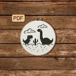Funny T Rex Cross Stitch Pattern Dinosaur Cross Stitch PDF Dino Embroidery Design Instant Download