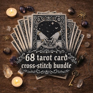 Tarot Card Cross Stitch Patterns Bundle: Gothic Set Designs Funny Embroidery (PDF Charts)