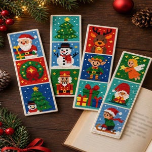 Christmas Bookmark Cross Stitch Patterns Bundle: Funny Xmas Embroidery Designs Set (PDF Charts)