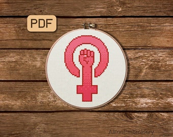 Feminist Cross Stitch Pattern PDF, Female Sign Embroidery Design, Instant Download