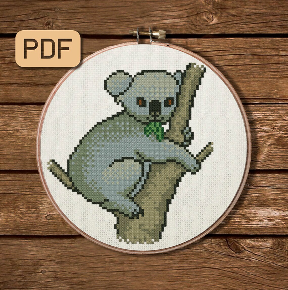 Koala Cross Stitch Pattern Australian Animal Needlepoint Pdf Etsy