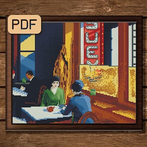 Chop Suey, Edward Hopper Cross Stitch Pattern, Artwork Cross Stitch Painting, Fine Art Cross Stitch Pattern PDF