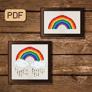 Rainbow cross stitch pattern Сolourful needlepoint Easy cross stitch pattern pdf Instant download