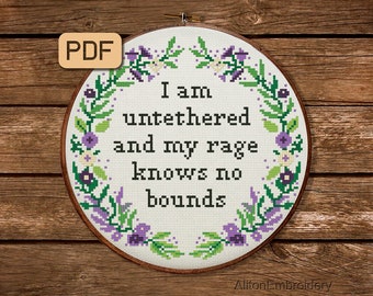 Funny Cross Stitch Pattern: I Am Untethered (PDF Pattern)