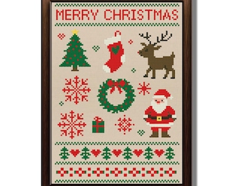 Schema di ricamo a punto croce per Natale: schema PDF